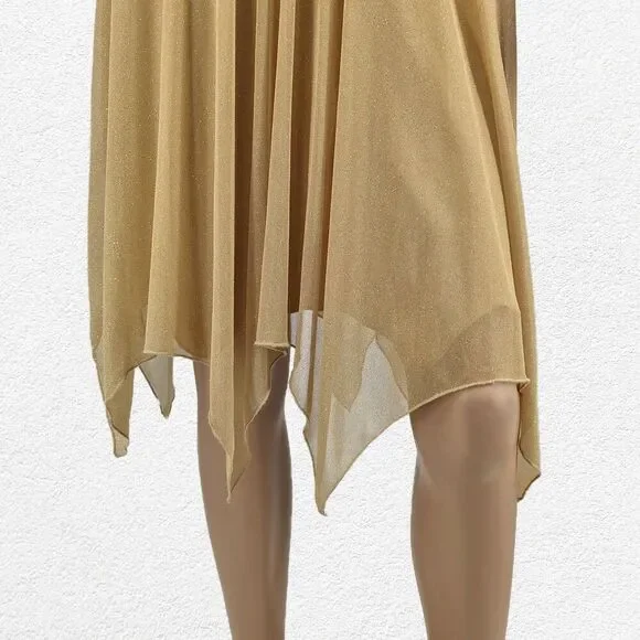 Vintage y2k Speechless Gold Midi Dress Fairycore Glitter Halter Siren Size S - Picture 5 of 12